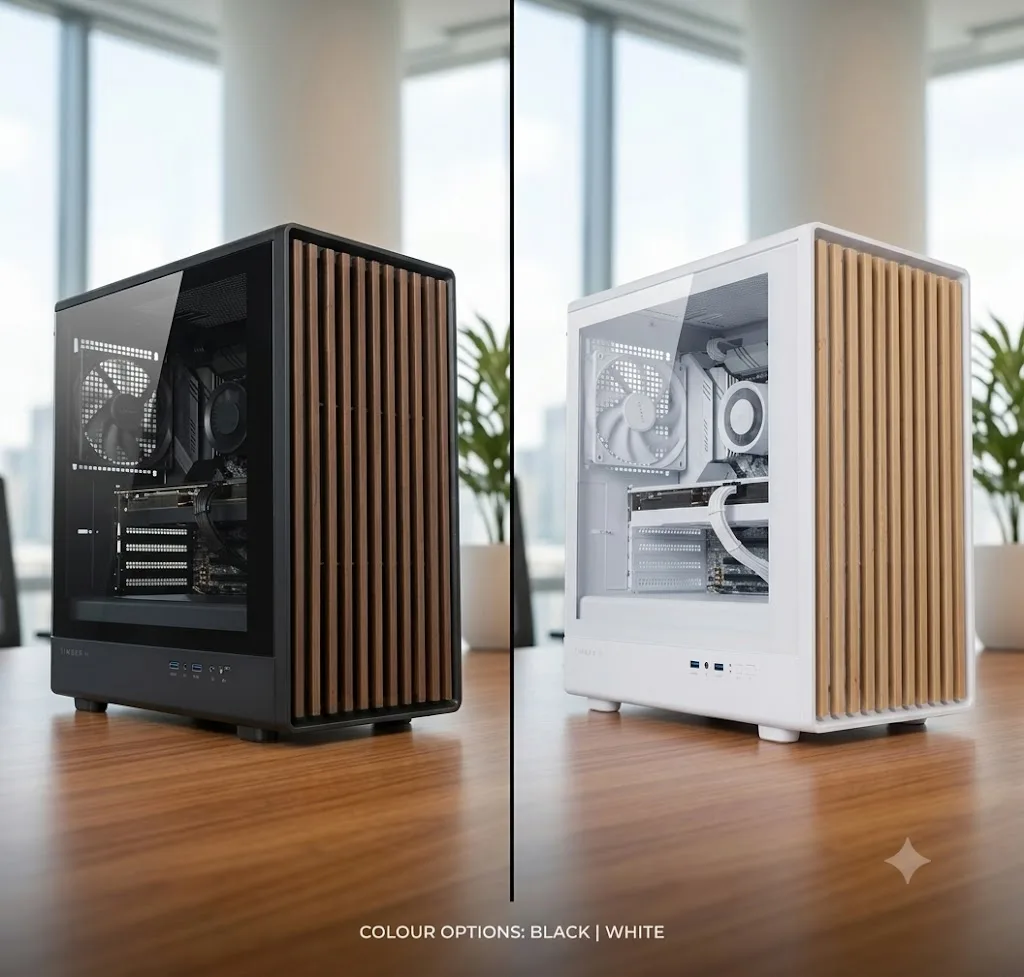 Modern desktop cases illustrating office workstation options